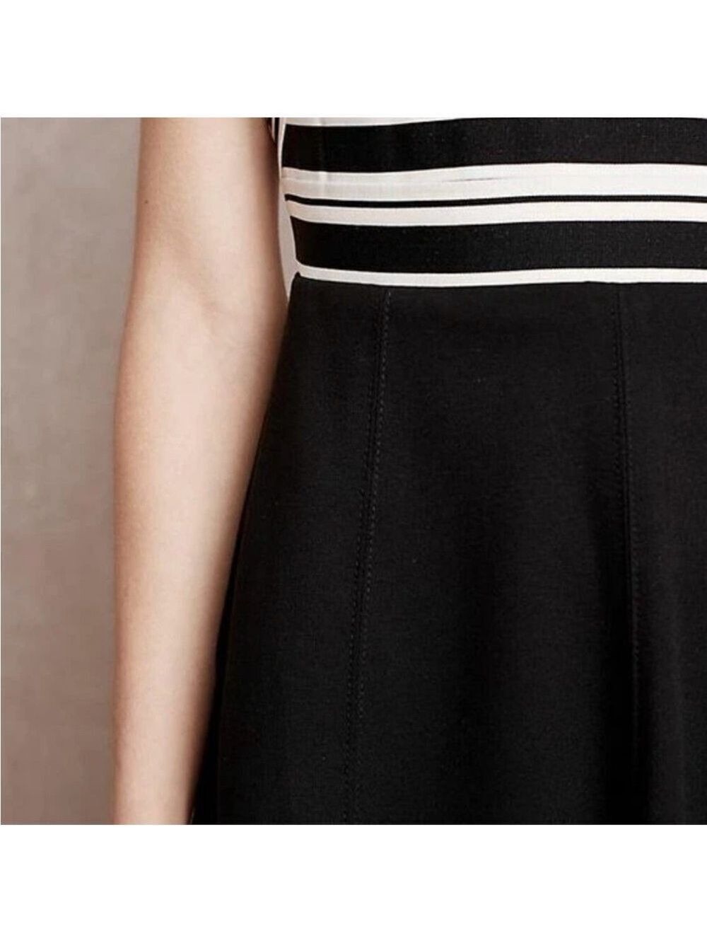 Anthropologie Black White Stripe Cross Front Mini Dress Size 2 - Picture 5 of 6